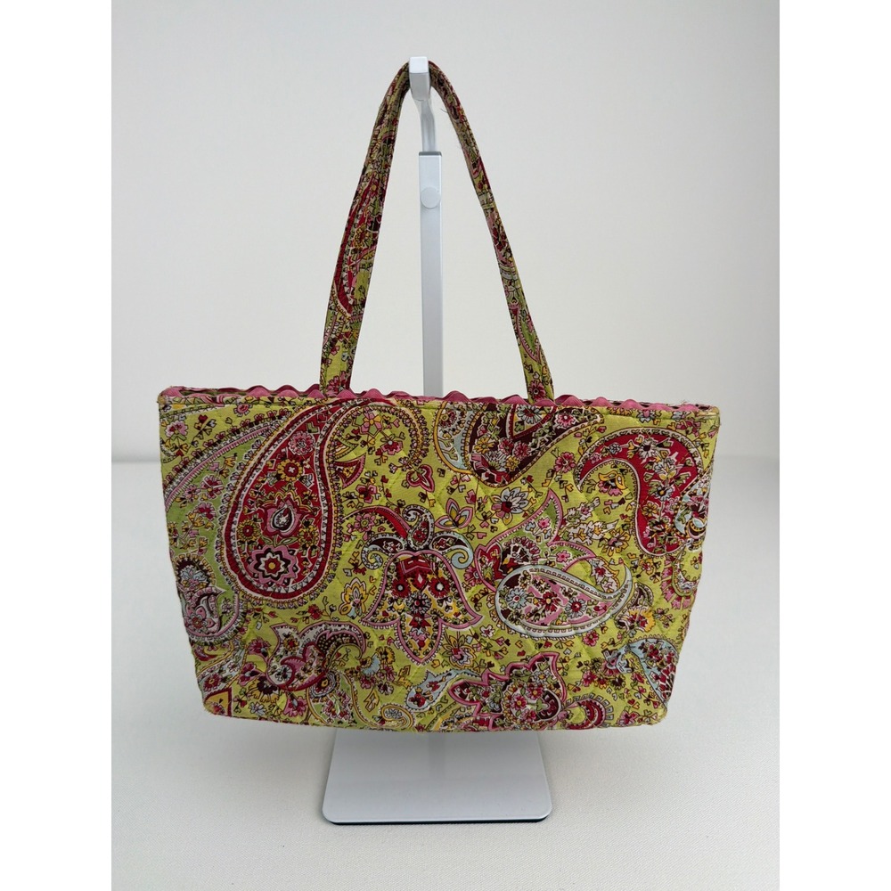 Vera Bradley Limited EditionVintage Y2K Tote Bag Pistachio Paisley 100% Silk